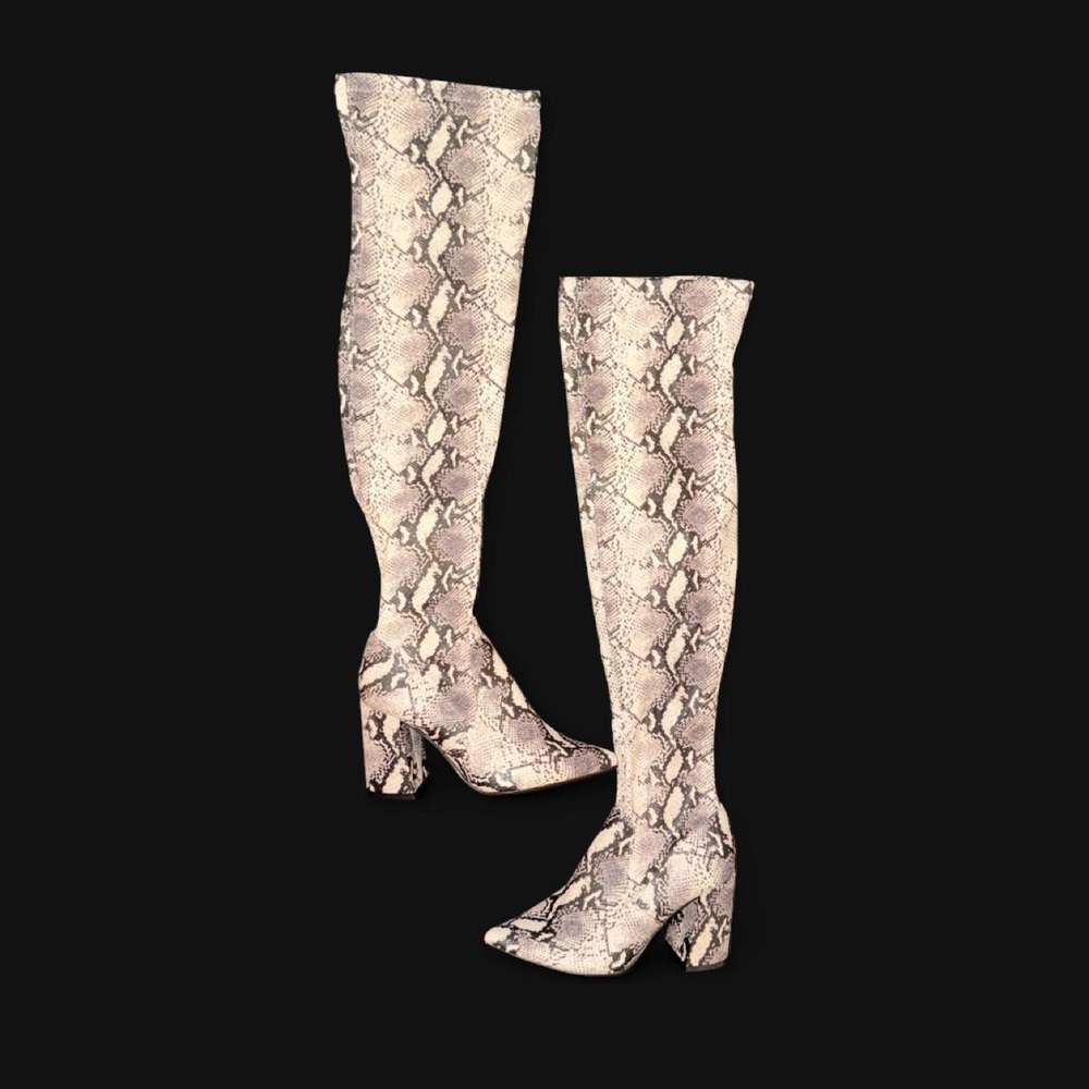 Steve Madden Jacoby Snake Print Over the Knee Boots Women's 5.5